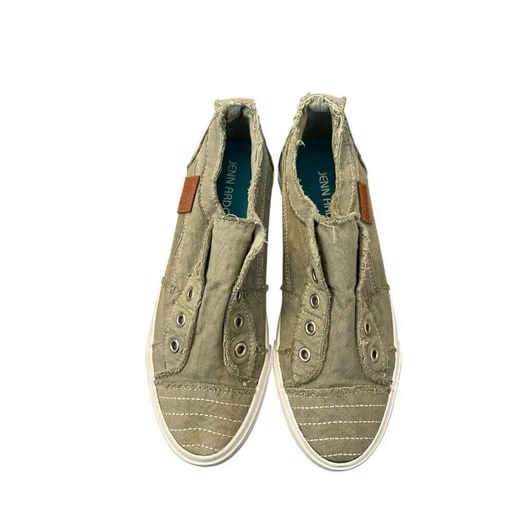 JENN ARDOR Sport Womens Size 7 Olive Green Canvas Shoes Slip On Sneakers